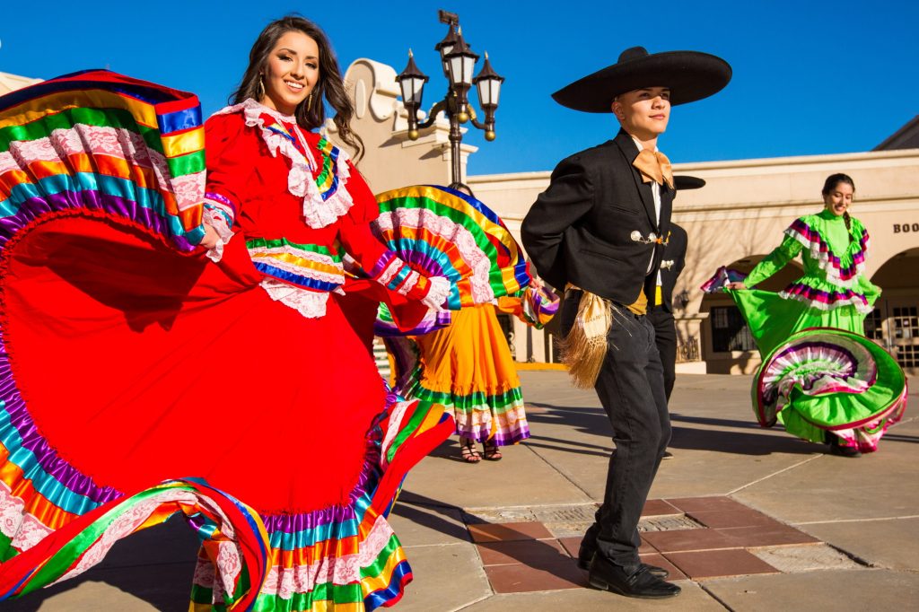 Performers dancing a traditional Mexican dance.